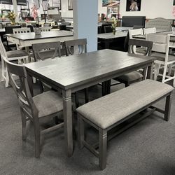 6PC Gray Dining Table Set 