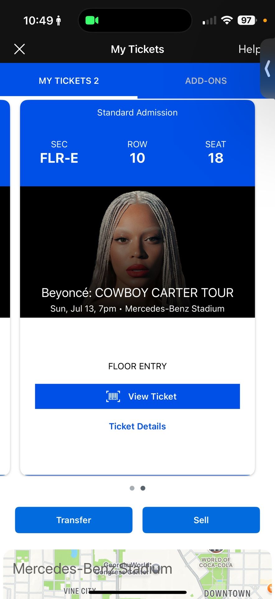 Two Beyonce Cowboy Carter Floor Tickets