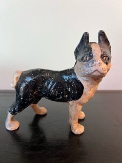 Early 1900s Cast Iron Hubley Toy Co. Boston Terrier Dog Antique Vintage