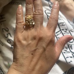 three tones Calalily 14kt gold ring