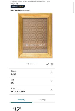 Lawrence Frames Sutter Burnished Picture Frame, 5 by 7-Inch, Gold