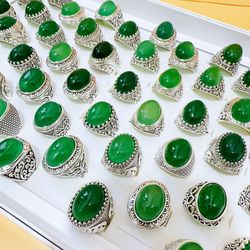 Packed for sale, 10 natural gemstone rings