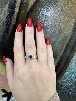 10k BLUE CZ STONE RING