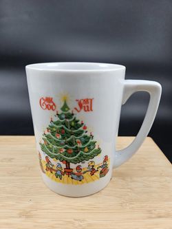 Vintage Berggren God Jul Christmas Gnome Mug Scandinavian Folk Art