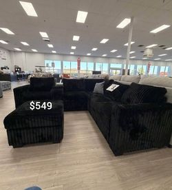 4-Pc Fur Like Sectional Sofa With Ottoman