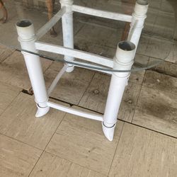Unique vintage glass topped coffee table 