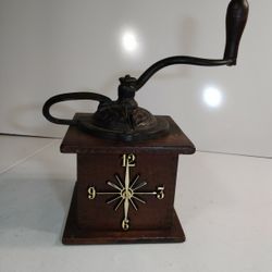 Antique Coffee Grinder/ Repurposed Clock