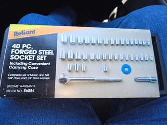 Reliant 40 pc forged steel socket set New !