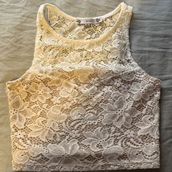 White lace, summer tank top, going out top, iris size small