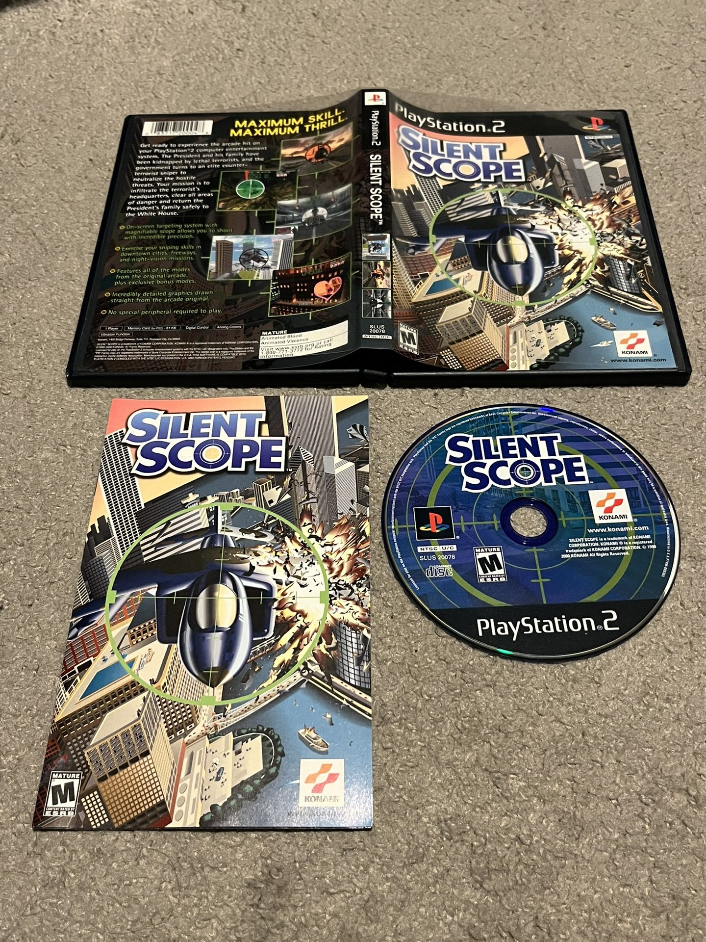 Silent Scope (Sony Playstation 2, PS2, 2000) Complete CIB w/ Manual