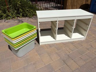 White IKEA TROFAST Shelf/table with 8 bins