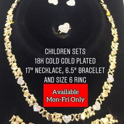 18k Gold Filled Children Back to School Jewelry Sets!!! 17” Necklace, 6.5” Bracelet and Size 6 ring!!! Only a Few Left! Available Monday-Friday Only