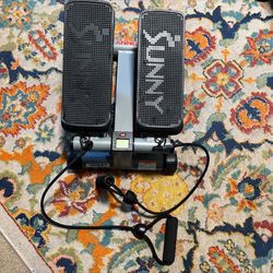 Sunny stair stepper, gently used. Small cut in one handle of resistance bands. $40