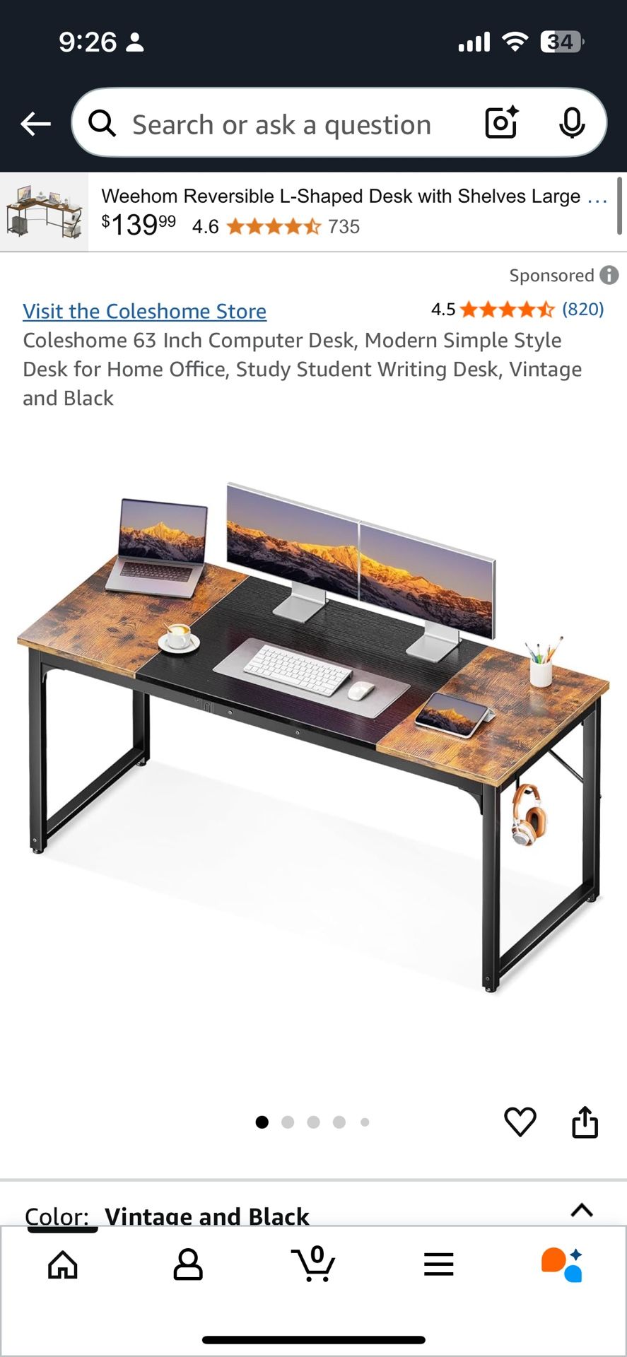63 Inch Computer Desk