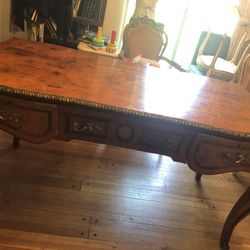 Antique Wooden Set Of Table And 2 Nightstands