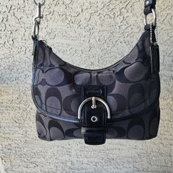 Coach Vintage Black Soho Crossbody Bag W/ Buckle Jacquard Patent Trim F19581 Y2K