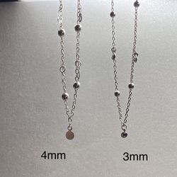 925 Silver 3mm/4mm Disc Choker Necklace 