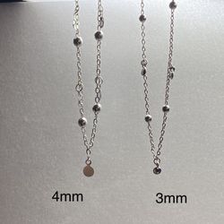 925 Silver 3mm/4mm Disc Choker Necklace 