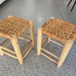 Leather Braided children Stools