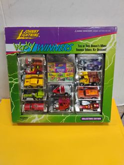 Vintage 1996 Johnny Lightning Wacky Winners Collectors Edition 10-car box set featuring 1:64 scale diecast