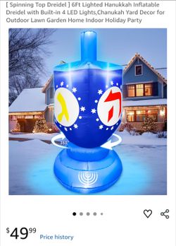 6Ft Lighted Hanukkah Inflatable Dreidel with Built-in 4 LED