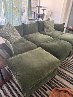 91.3" Large Modular Sectional Sofa Bed, 6 Seater Convertible U/J/L-Shaped Sleeper Cloud Couch with Ottoman