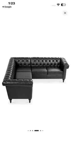 L-Shaped PU Leather Sectional Sofa with Nailhead