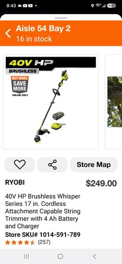 Ryobi 40v Brushless 17" Straight Trimmer Kit Brand New (Price Is Firm)