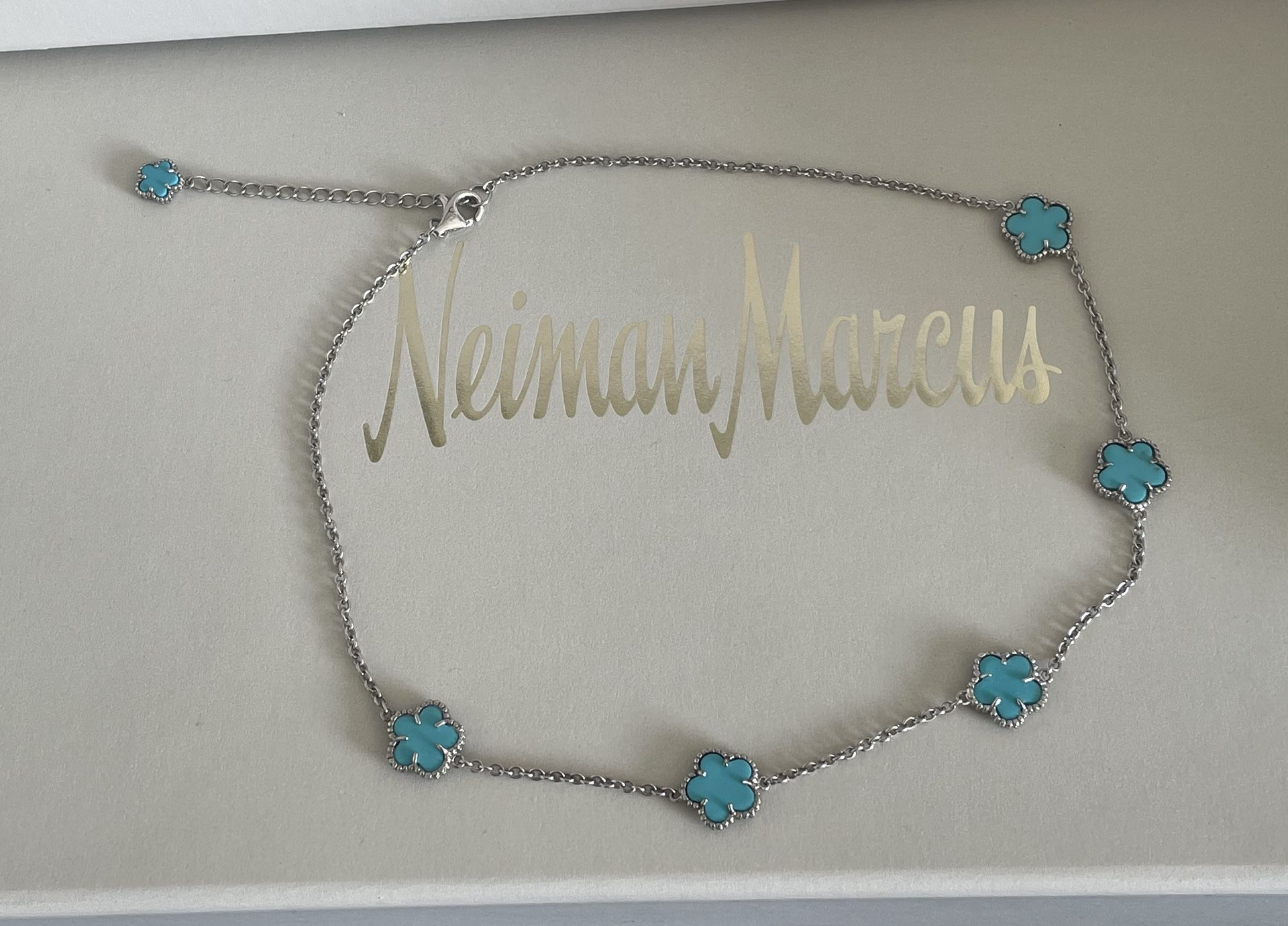 AGATE ALHAMBRA BLUE SIX FIVE lucky LEAF NECKLACE 16" 18" NEW ITALY