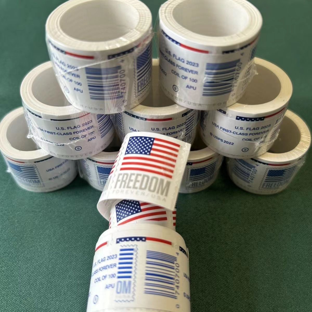 USPS National Flag Forever Postage. 10 rolls of 1000 pieces