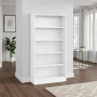 Benita Tall White Wood 6-Shelf Standard Bookcase 72.04 in. $150