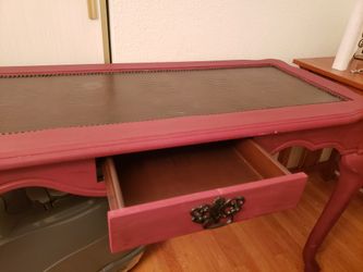 Red Victorian style table.