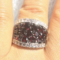 Genuine Gemstone Garnet/ White Topaz