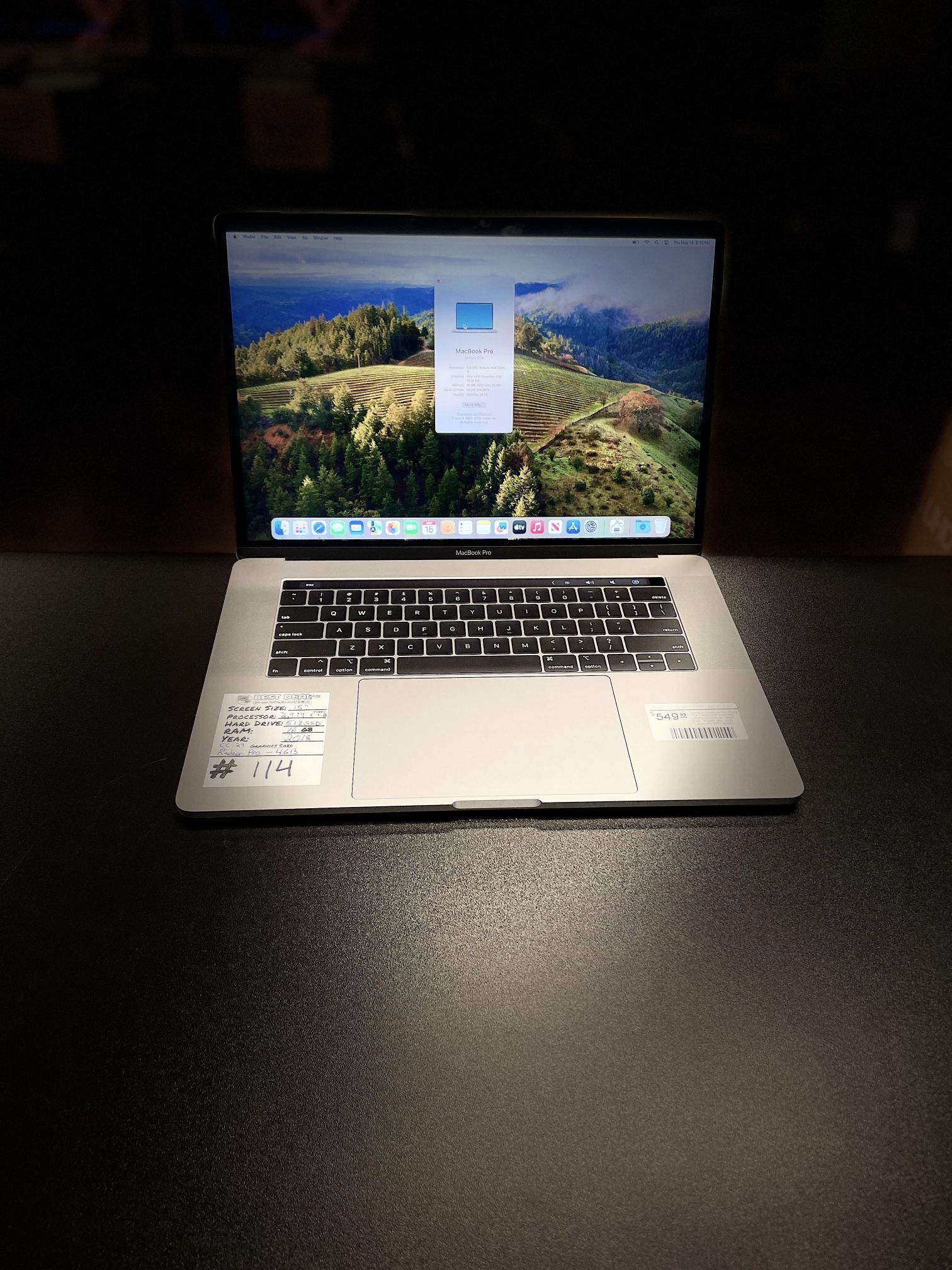 15” MacBook Pro 2018 2.9Ghz i9 16GB 512SSD Radeon Graphics