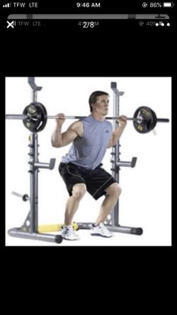 Weider XRS 20 Olympic Squat Rack with Adjustable Safety Spotters and Bar Holds, Bar & Weights not included
