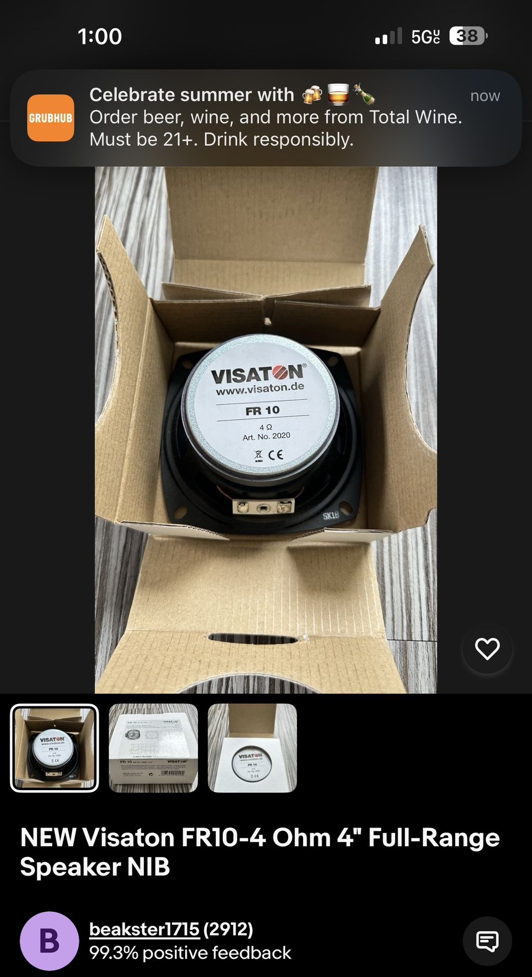 NEW Visaton FR10-4 Ohm 4" Full-Range Speaker NIB