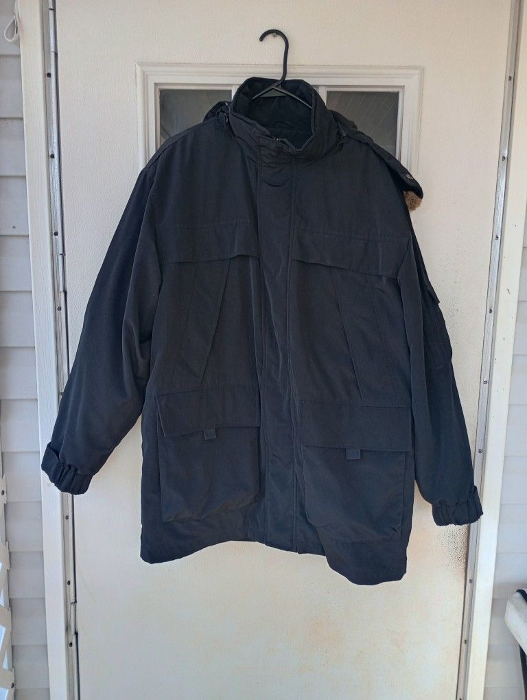 Perry Ellis America Mens Windbreaker/Puffer Jacket With Hoodie SZ L