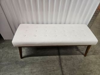 WHITE FABRIC RECTANGULAR OTTOMAN