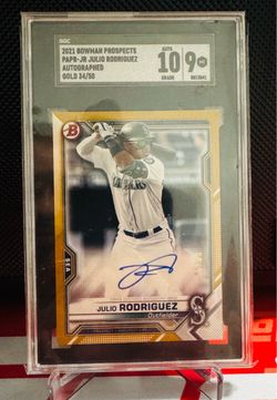 2021 Bowman Prospects Julio Rodriguez Auto Gold /50 SGC 9