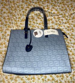 Le Miel Blue Geometric Tote Bag and wallet 2 in 1.