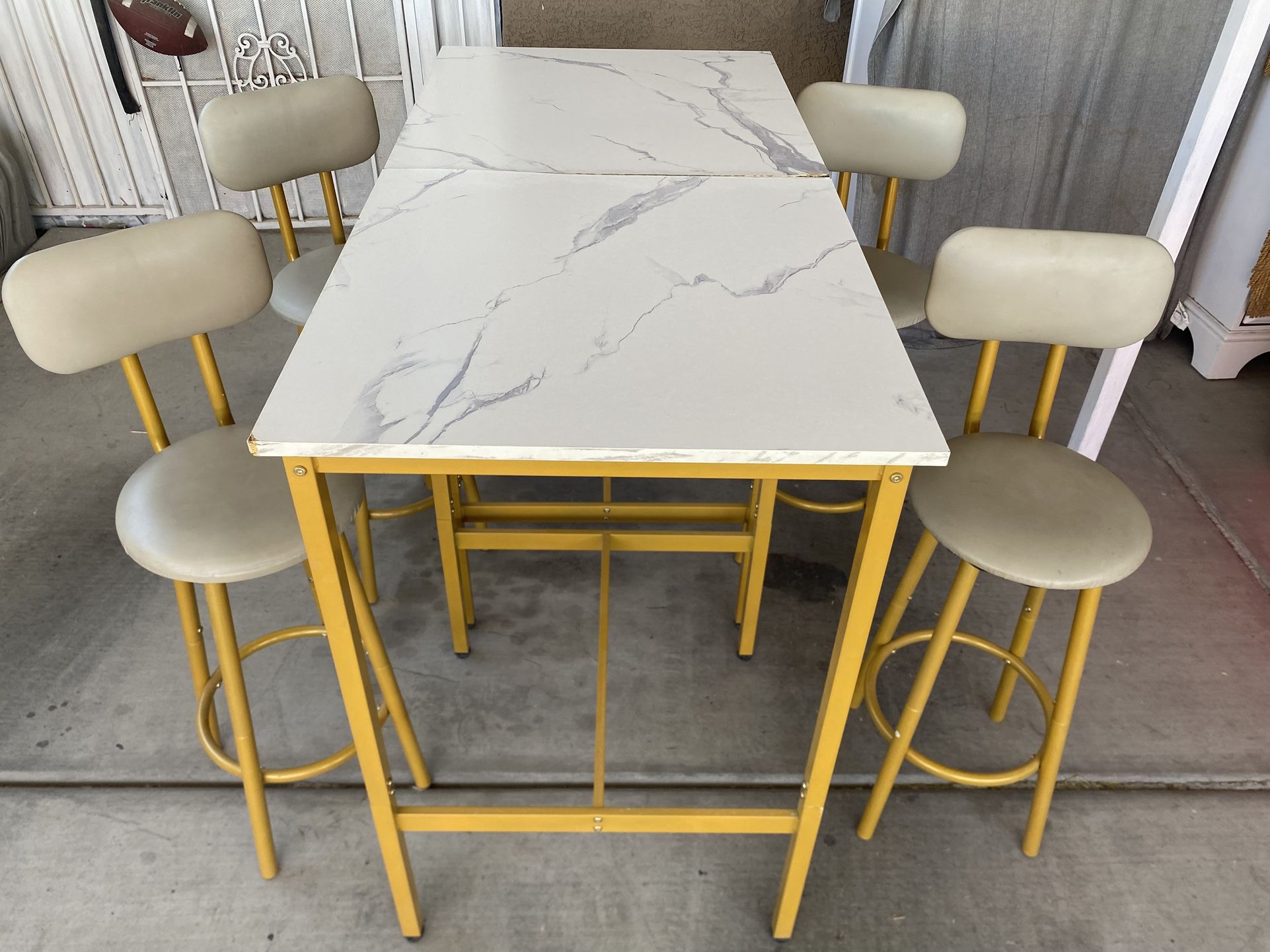 Two 3-Piece Modern Industrial Bar Table Set with 2 PU Leather Stools, Counter Height Dining Table Set for Pub, Bistro, Cafe