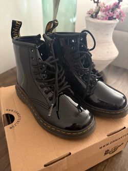 Dr. Martens Kids Black Patent Leather Boots