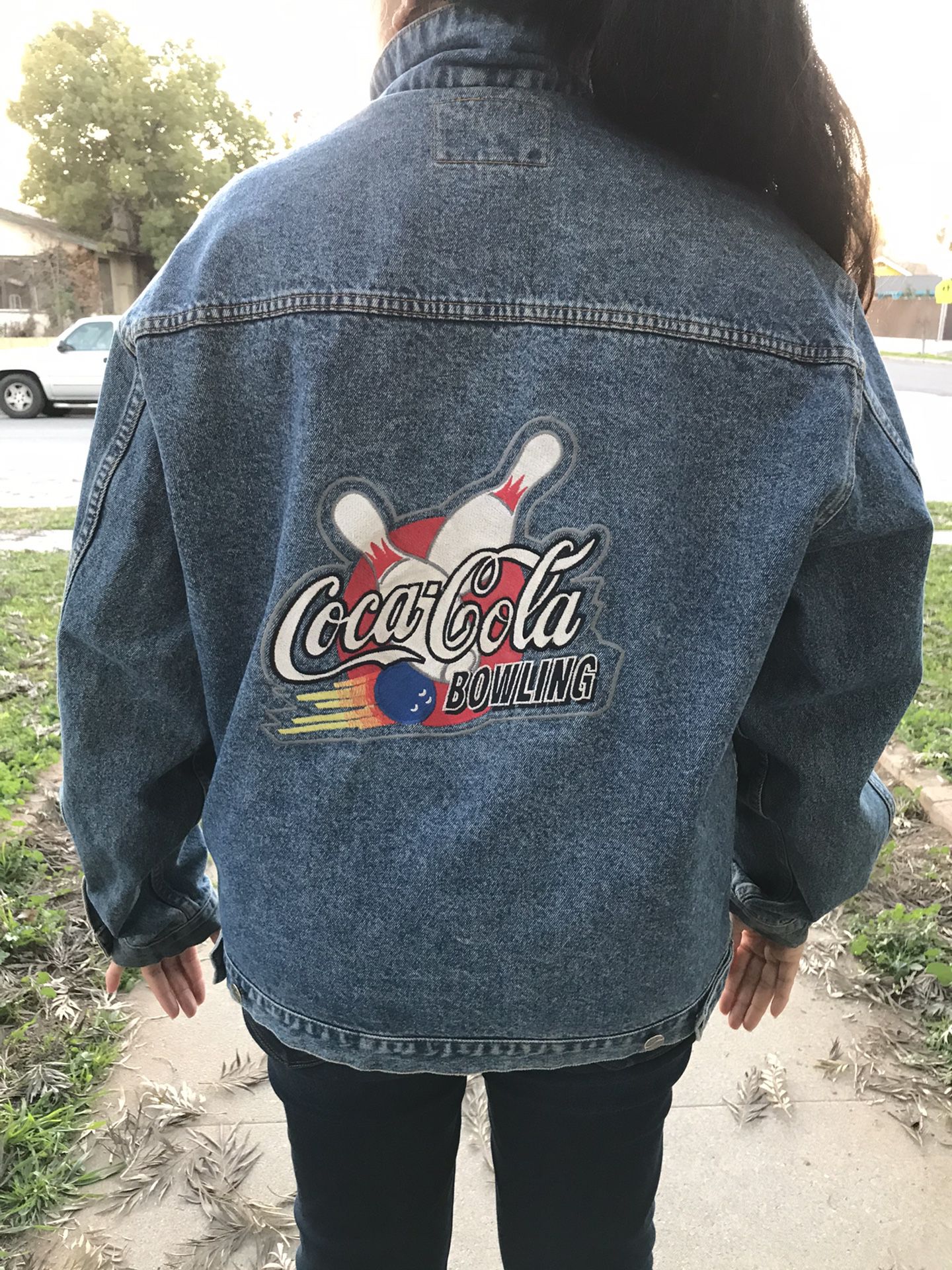 Vintage Jean Jacket Bowling Coke L-XL