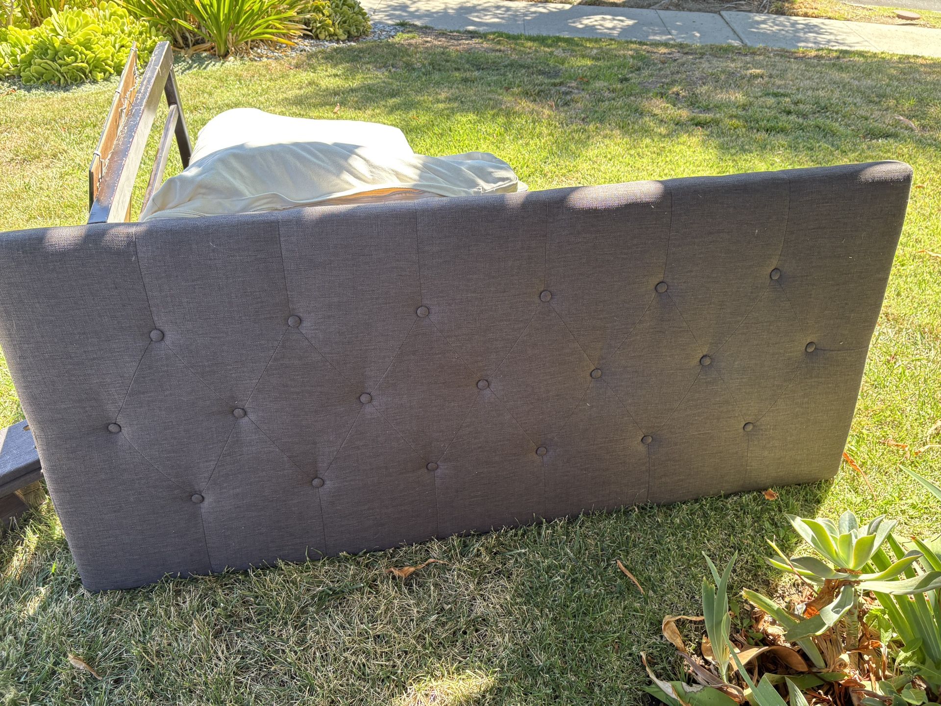 Queen Bed Headboard Dark Grey