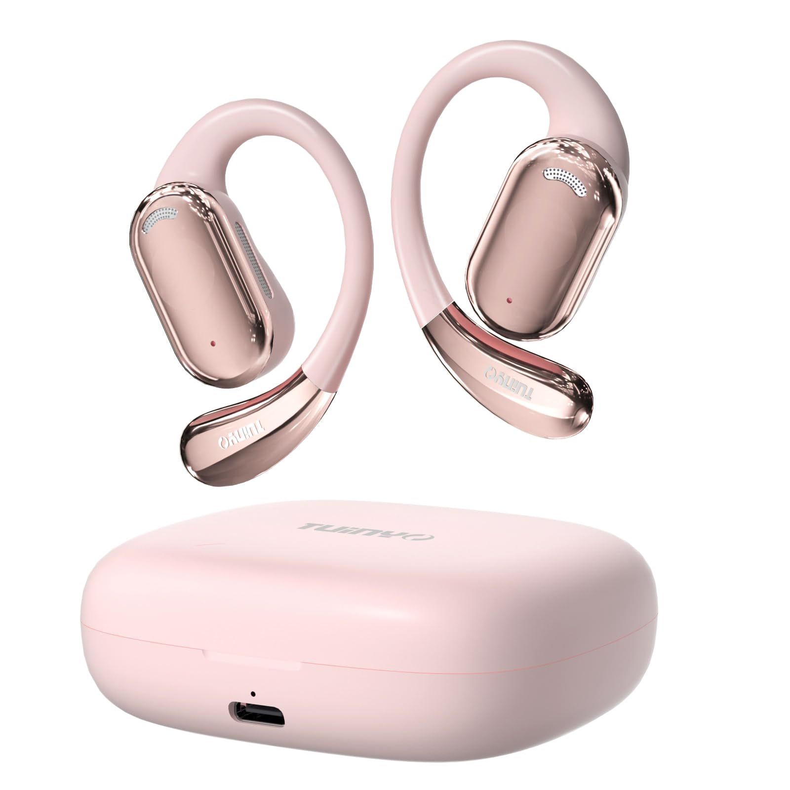 This is a pair of Torteco T10 true wireless earbuds in a pink charging case.