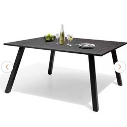 57 in. Black Expandable Aluminum Outdoor Patio Dining Table