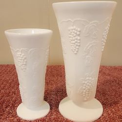 Vintage white milk glass vases 
