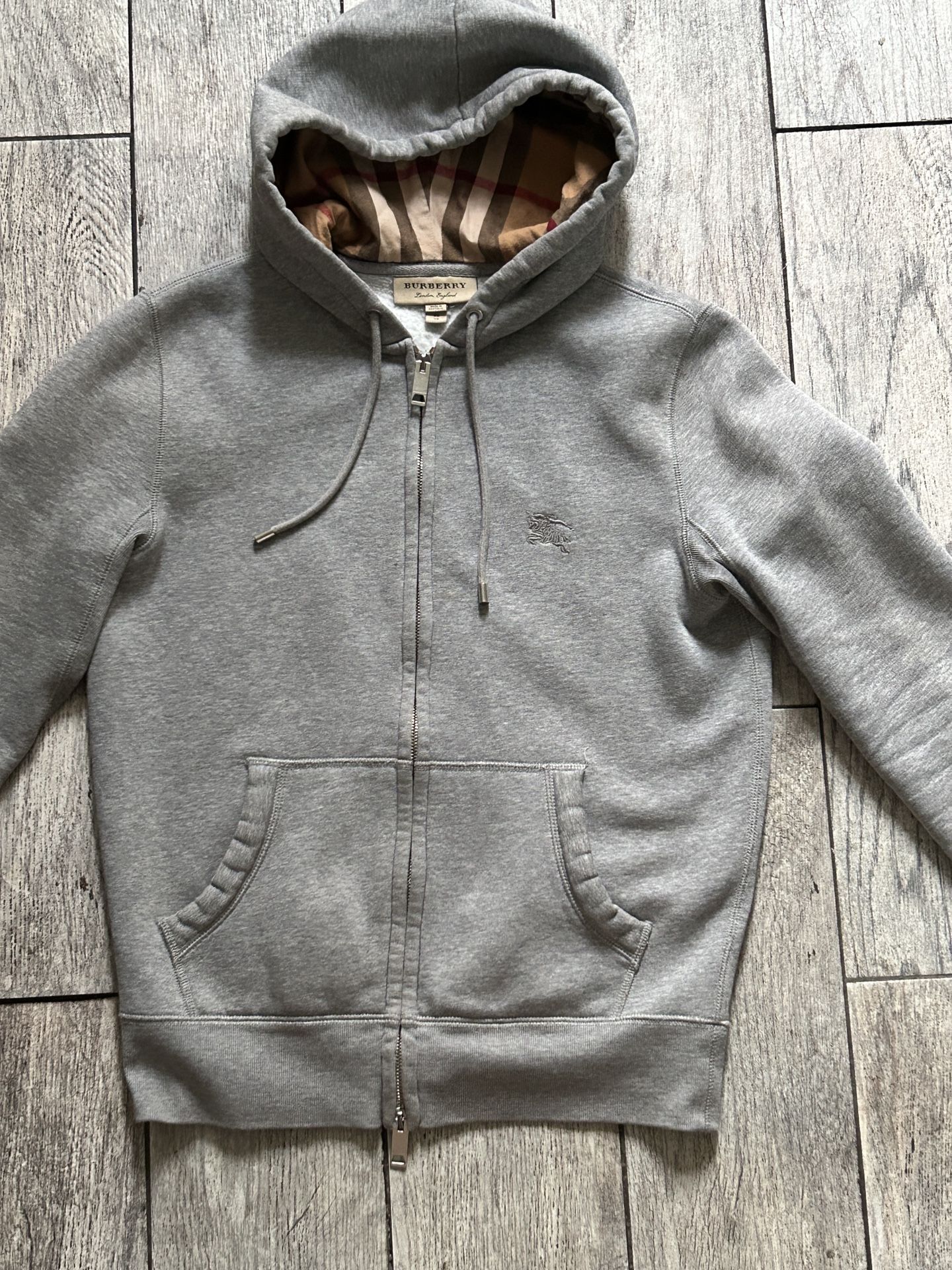 Authentic Burberry Unisex Zip Hoodie Grey