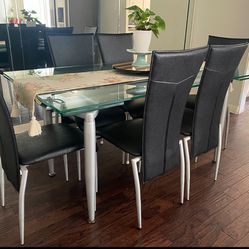 Glass Table Plus 6 Chairs 