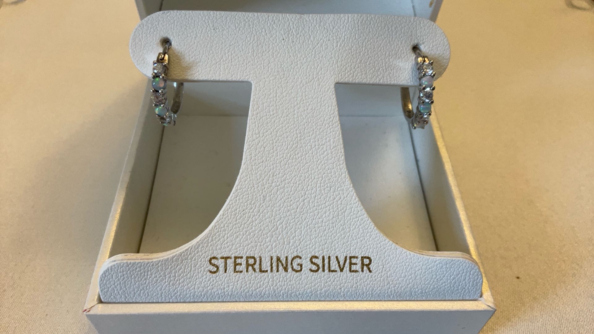 Sterling Silver Earrings With Opals